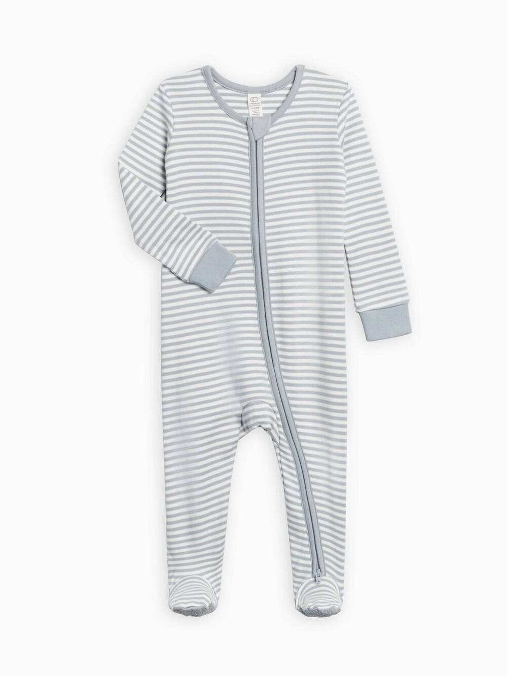 NEW COLORED ORGANICS boys peyton zipper sleeper footie in mist stripe